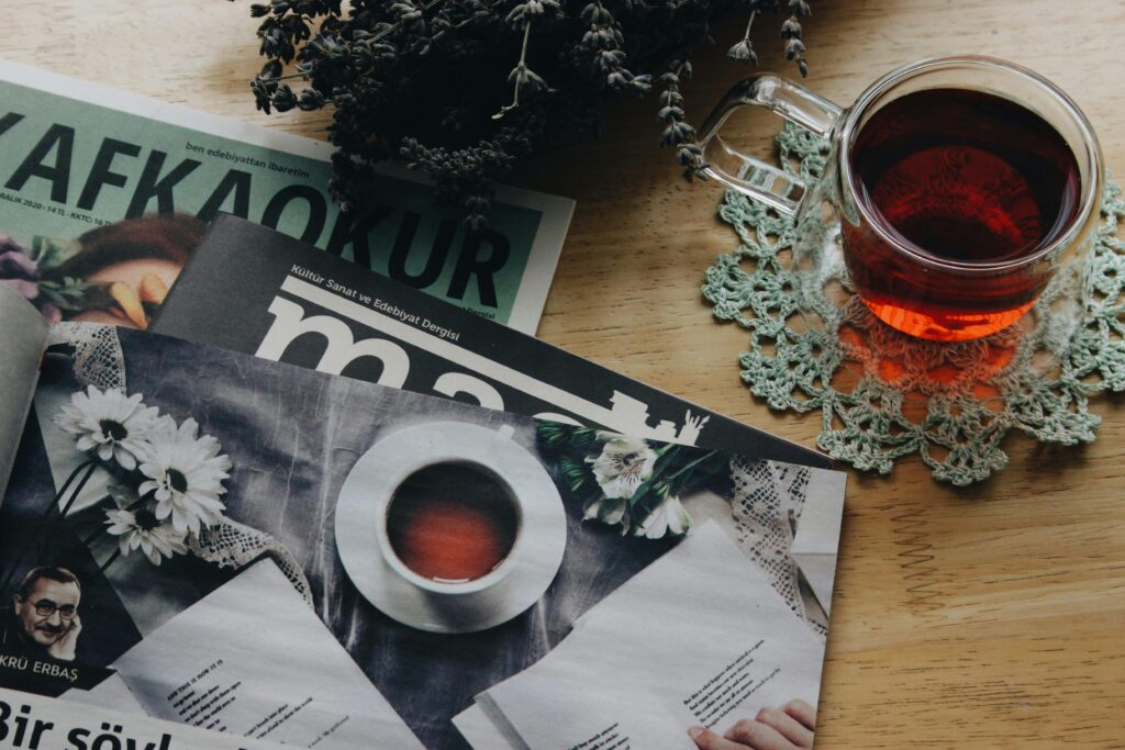 magazines with tea